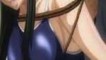 黒髪ロングの色気ある巨乳美少女がスク水姿で拘束され視姦プレイ