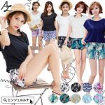[:ja]水着 体型カバー タンキニ Tシャツ 半袖シャツ ラッシュガード レディース ショートパンツ 無地 トップス 袖付き 4点セット 大きいサイズ S/M/L/LL ホルターネック 小胸 セクシー ノンワイヤー ママ ミセス 20/30/40/50代 宅配便y【一部予約】[:]