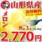 [:ja]【予約】山形県産 アールスメロン 1玉(秀品/1玉 約2kg)【山形産/メロン/青肉/青肉メロン/庄内メロン/アールス/アールスメロン/ギフト/贈り物/夏ギフト/果物/フルーツ/人気/売れ筋/ランキング/産地直送/送料無料/山形県/お取り寄せ】[:]