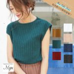 [:ja]＜9/4_20時〜スーパーセール限定価格！＞＜予約分受付中♪9/18頃発送開始分＞人気商品から新生地で登場！【リブ素材★フレンチスリーブT】M L M Lブラック ネイビー ベージュ ホワイト トップス ノースリーブ 2300【メール便OK】[:]