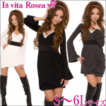 大きいサイズ バスト切替えワンピース キャミ付(BB) 大きいサイズ 秋 冬 セクシー ワンピース レディース ギャル服 ギャル 大人 13号 15号 17号 19号 LL 2L 3L 4L 5L 6L