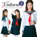 コスプレ セーラー服 長袖 大きいサイズ ハロウィンコスプレ 制服 女子高生 衣装 costume コスプレ衣装 レディース ネイビー 紺 白 ホワイト セーラー プリーツスカート 文化祭 余興 学園祭 m l 2l かわいい