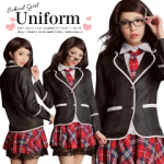 コスプレ ブレザー 女子高生 制服 長袖 コスプレ衣装 黒 可愛い 赤チェック コスチューム 学園祭 大人 レディース ミニスカ こすぷれ 文化祭 学園祭 レディース
